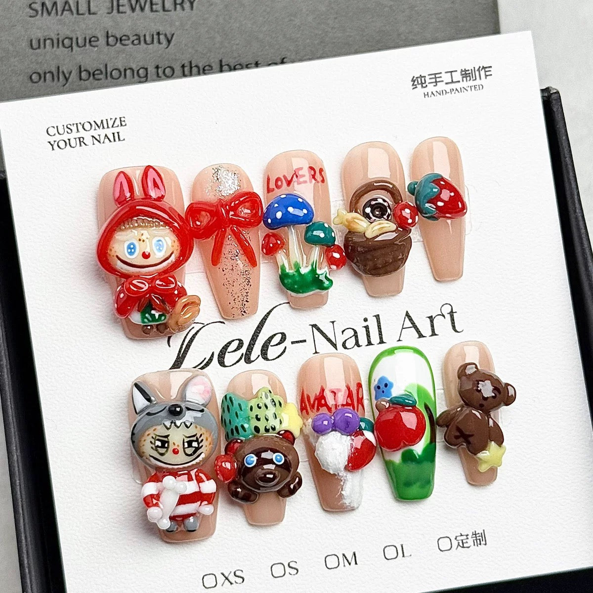 3D labubu press-on nail