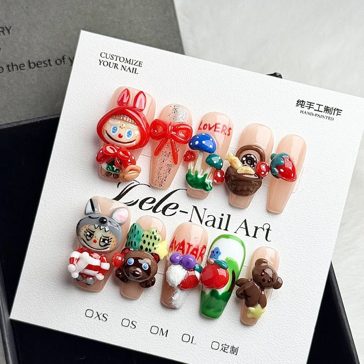 3D labubu press-on nail