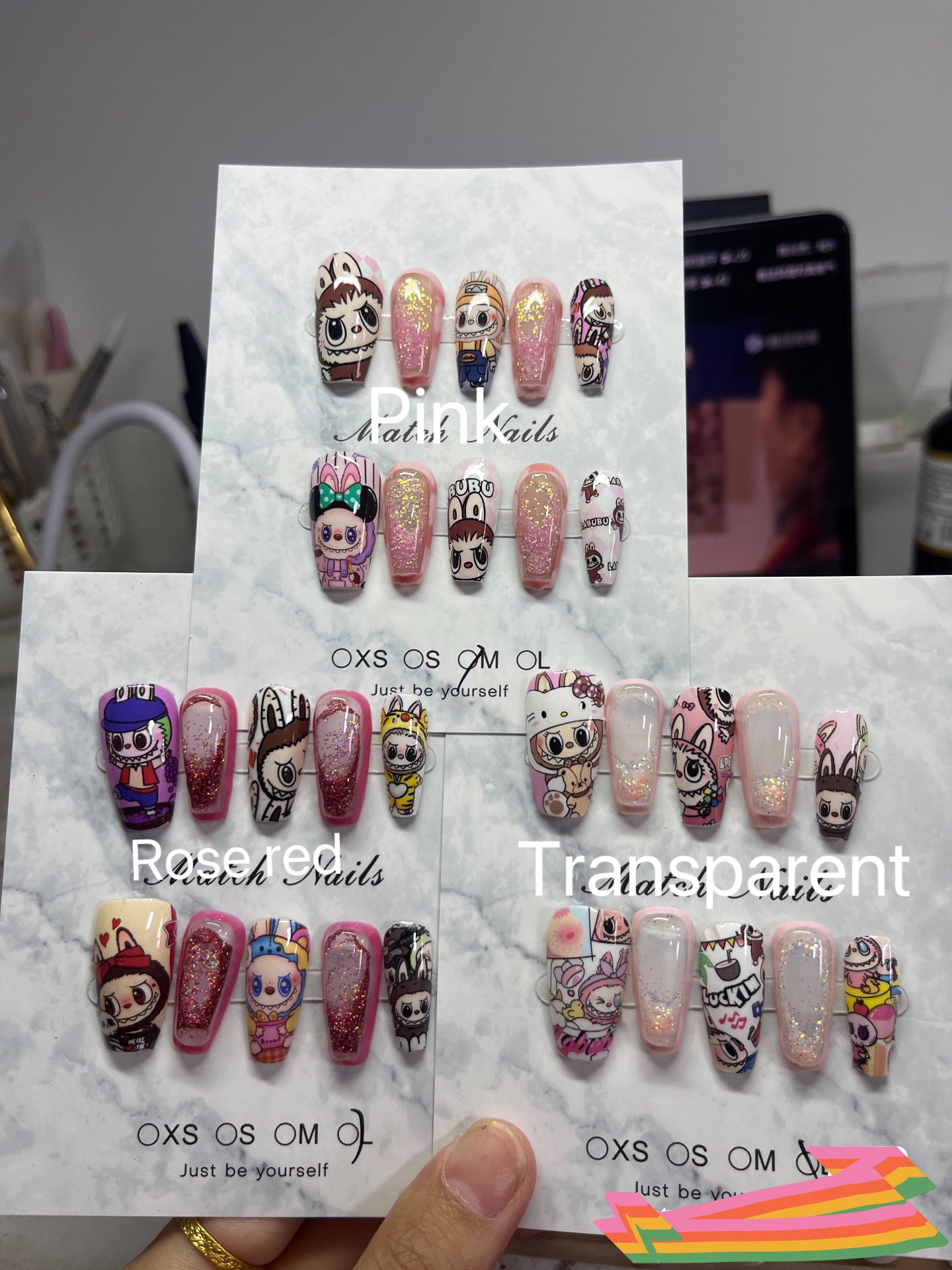 'liquid-filled' labubu press-on nail