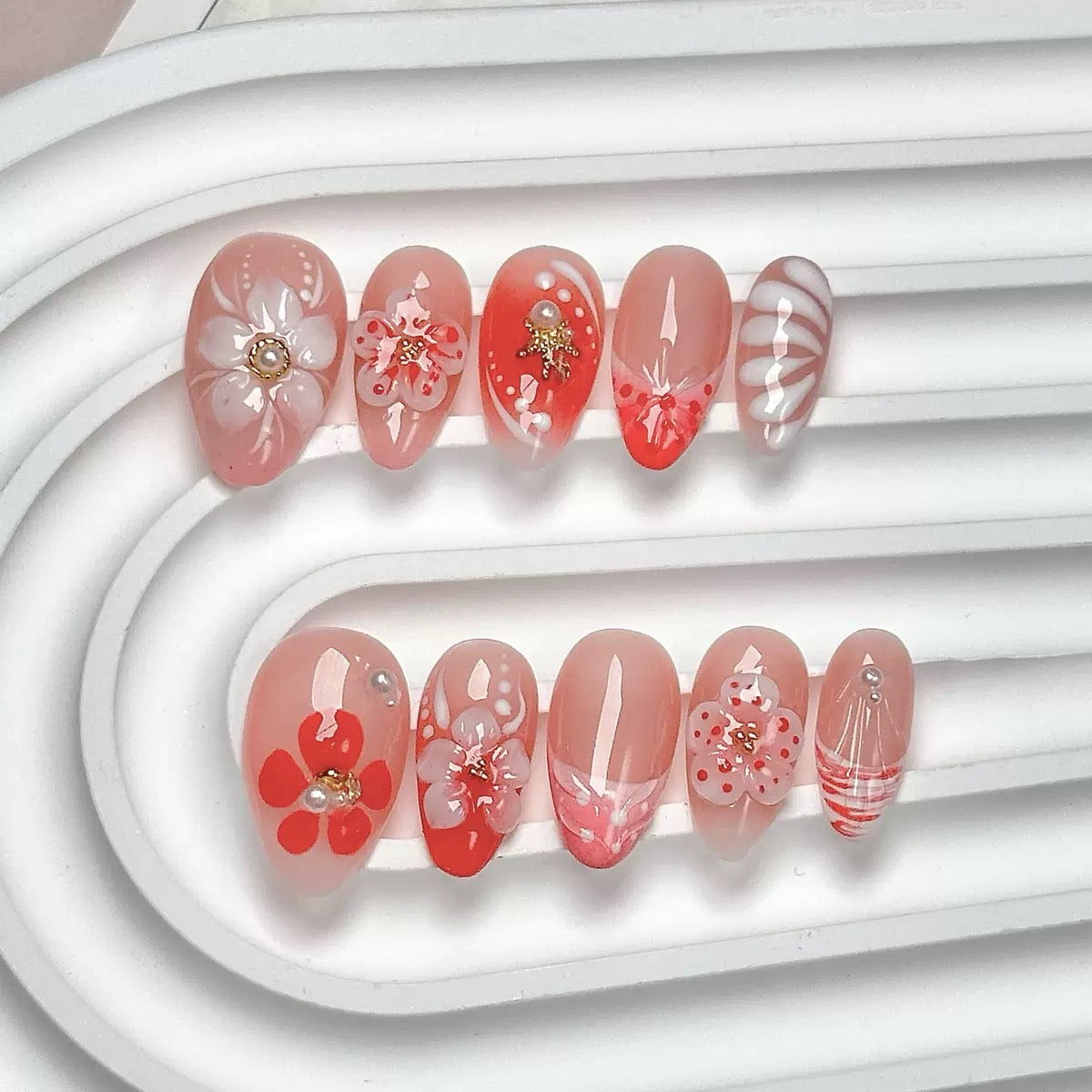 3D Flower Press On Nails