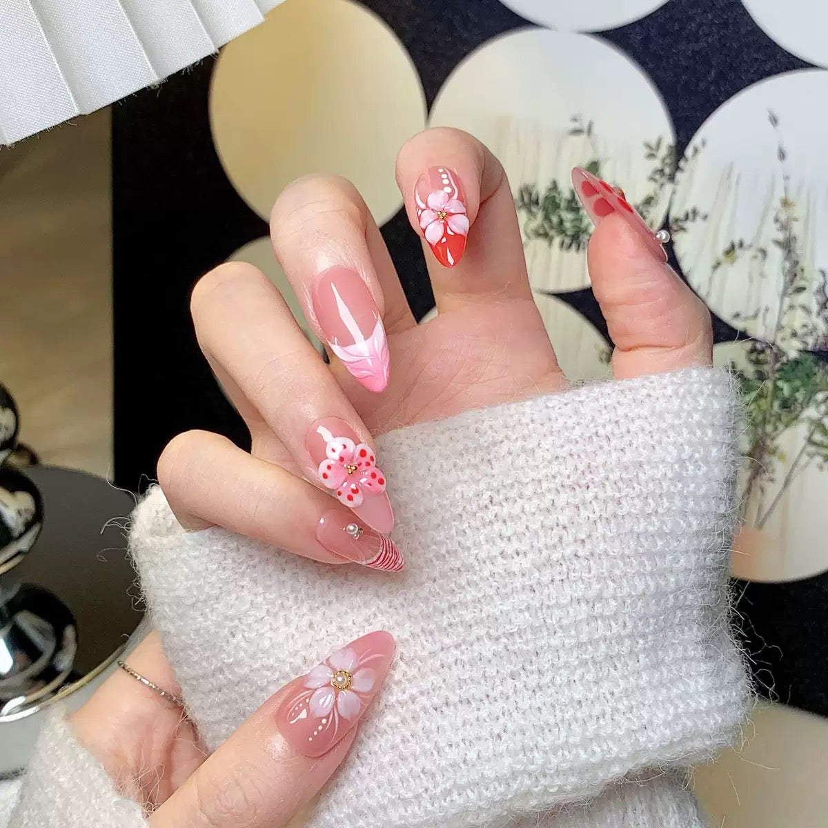 3D Flower Press On Nails