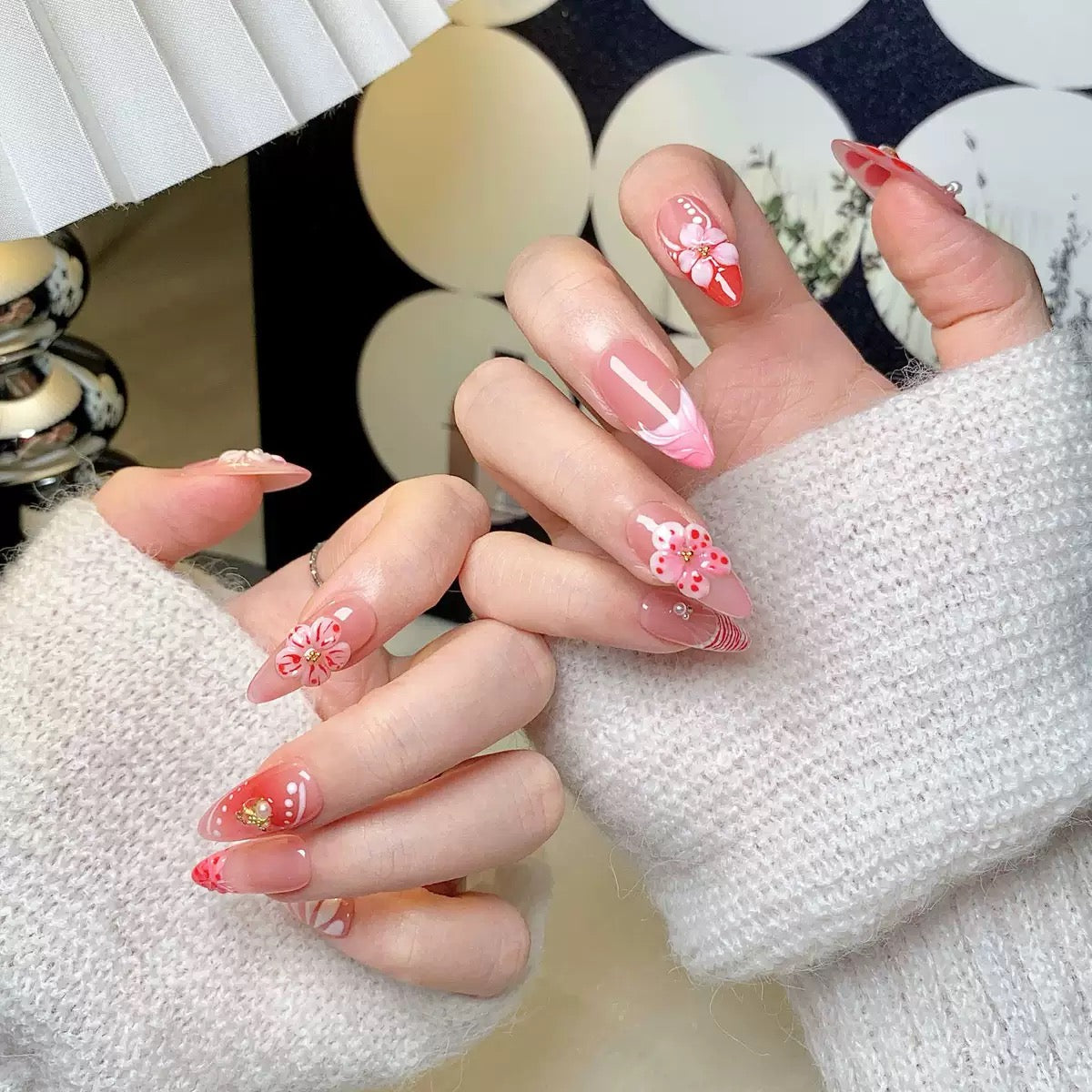 3D Flower Press On Nails
