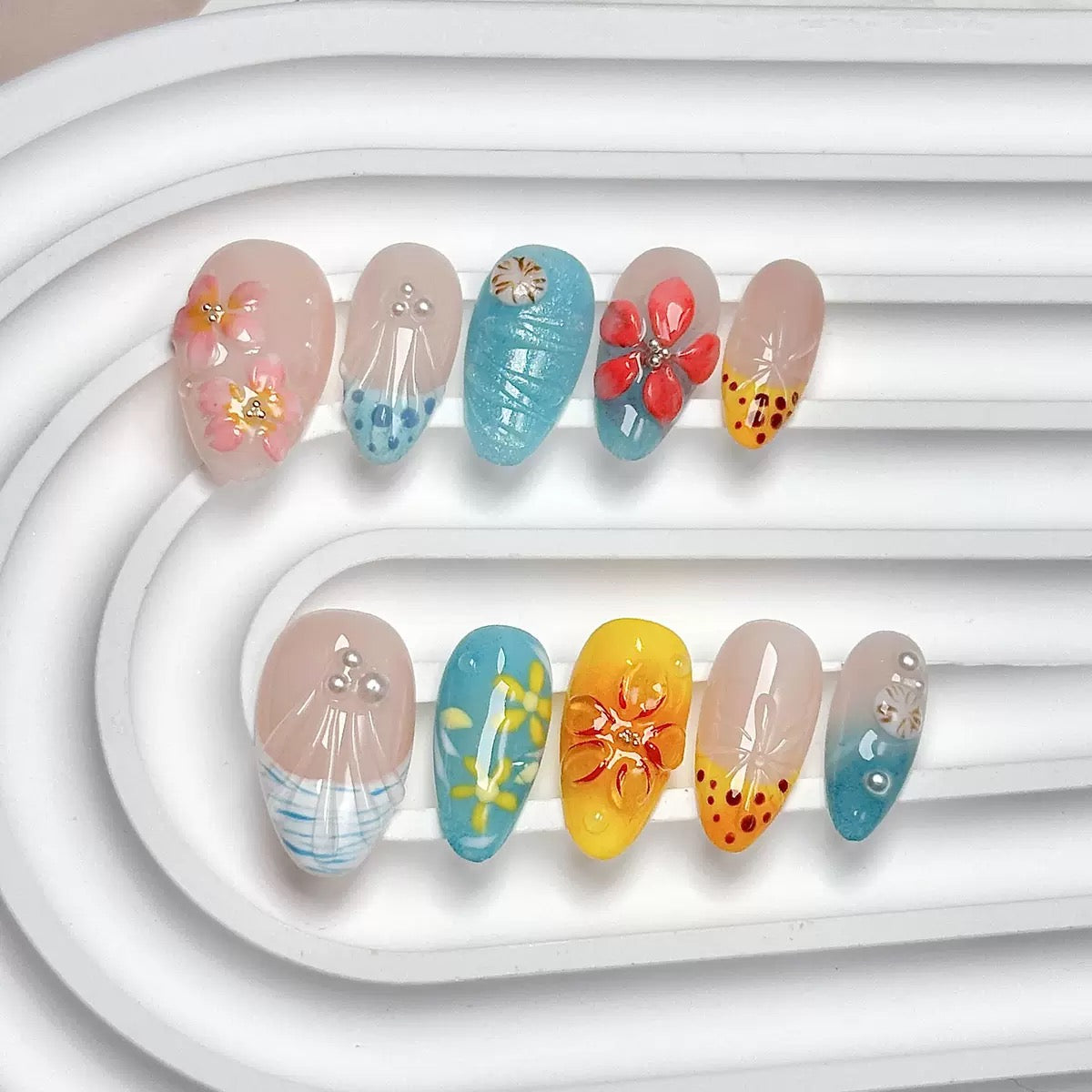 3D Flower Press On Nails