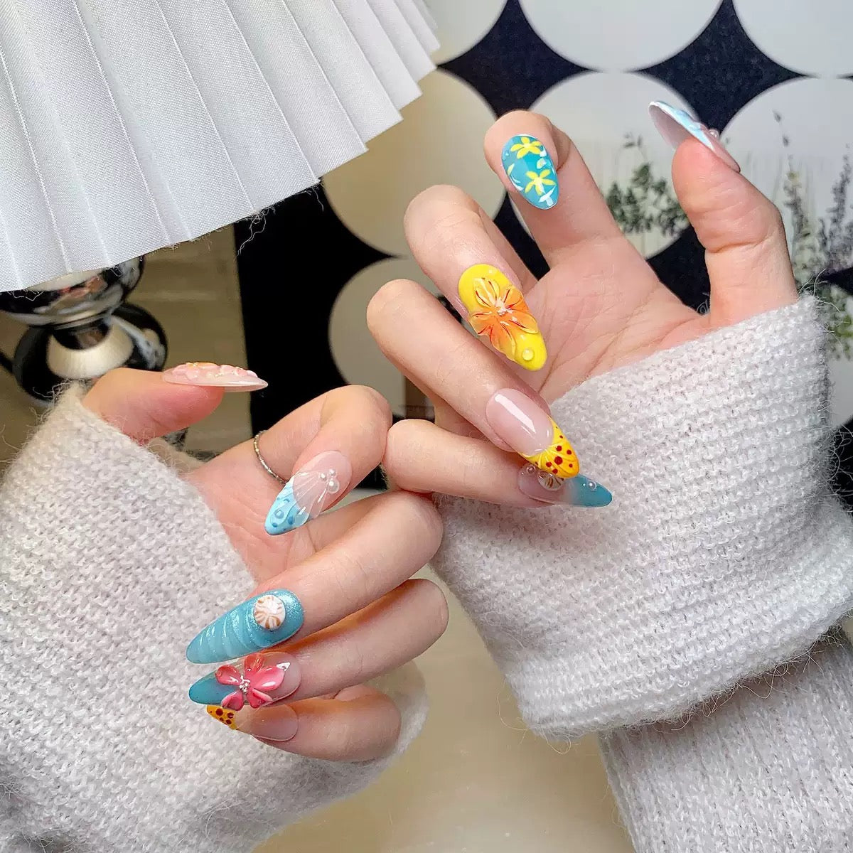 3D Flower Press On Nails