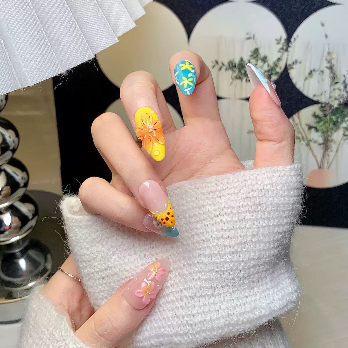 3D Flower Press On Nails