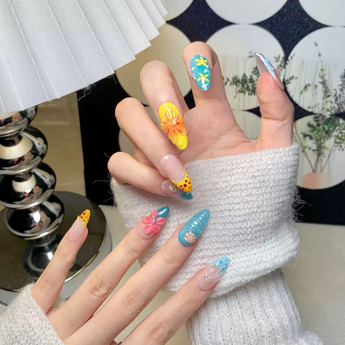 3D Flower Press On Nails
