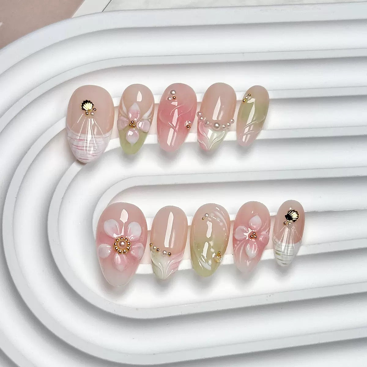 3D Flower Press On Nails