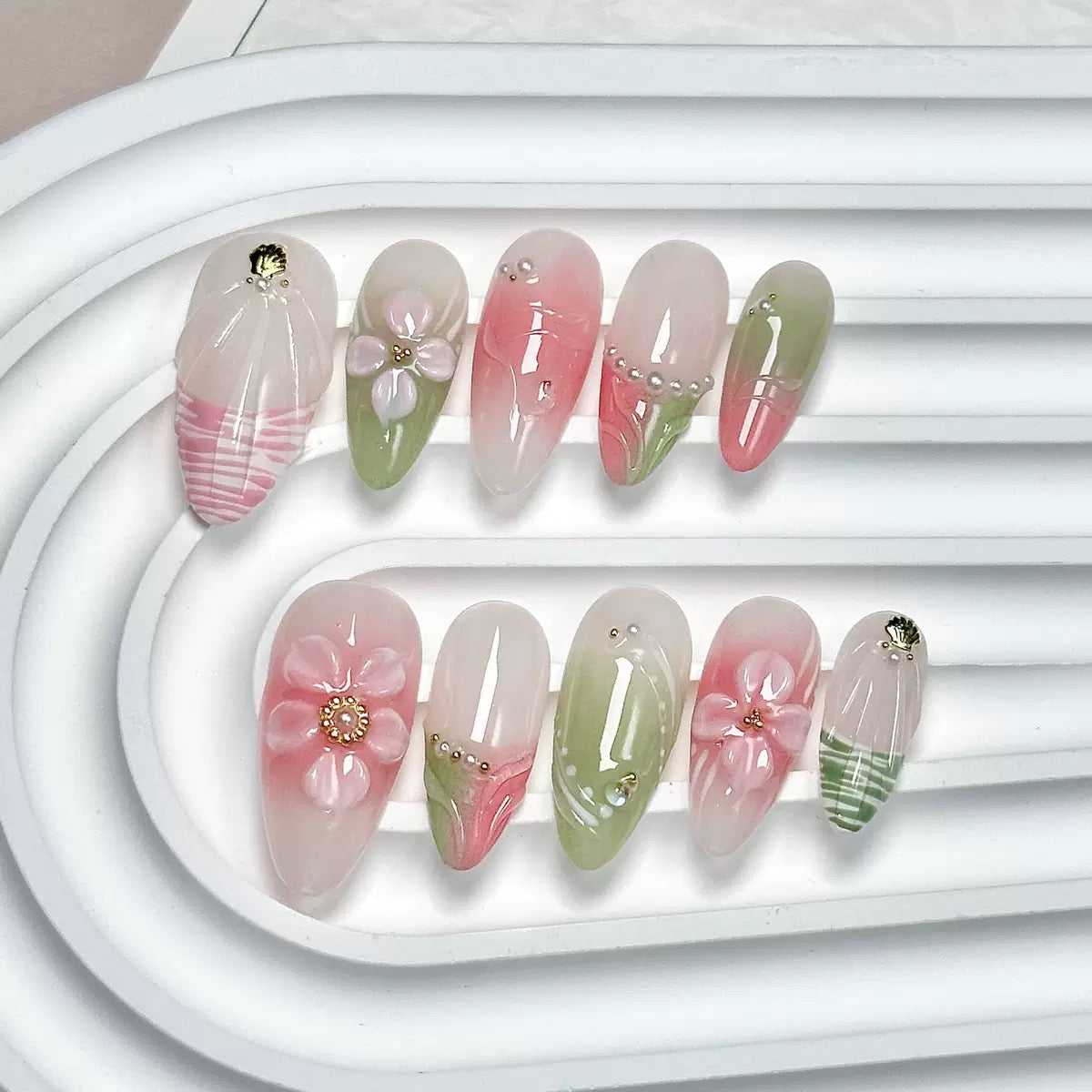 3D Flower Press On Nails