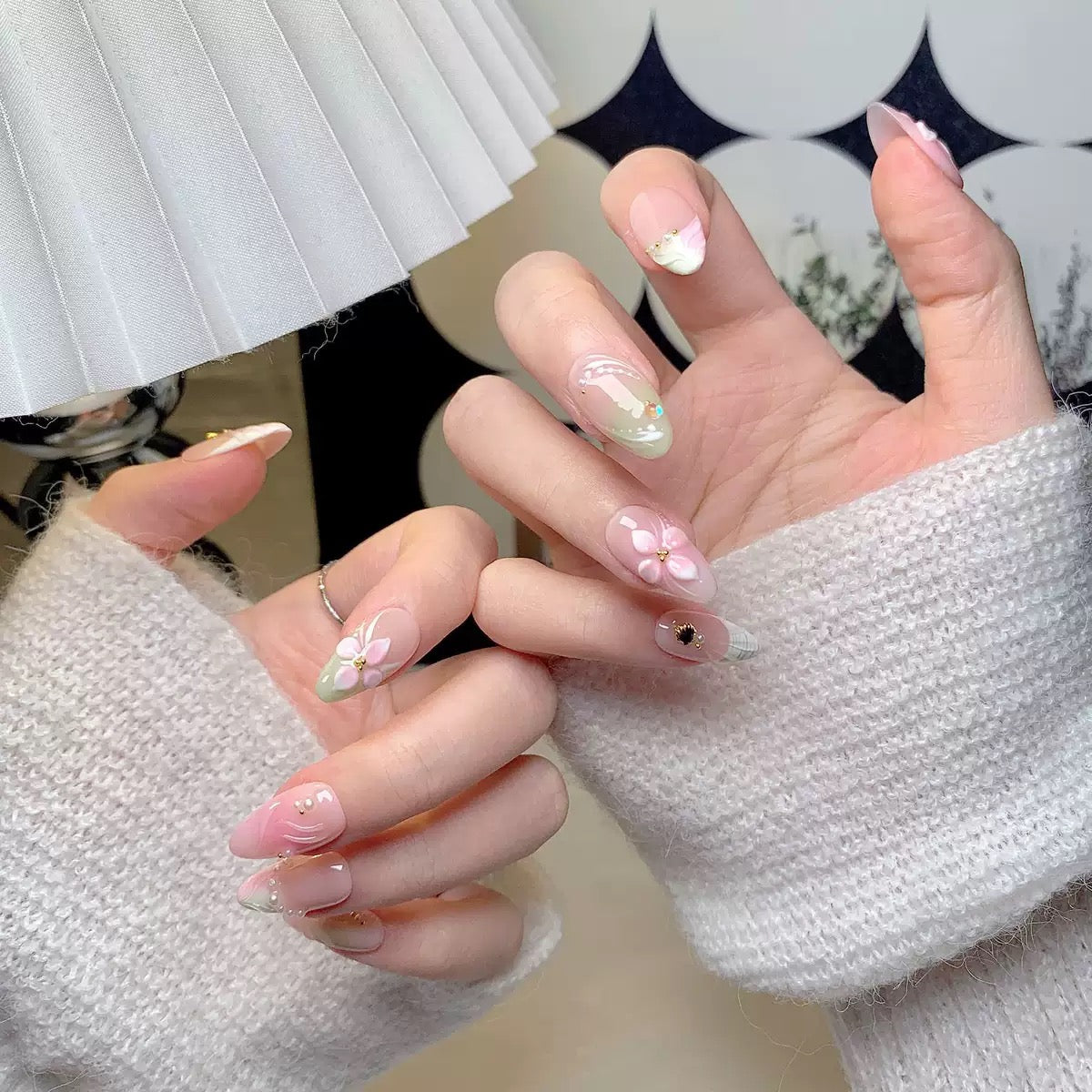 3D Flower Press On Nails