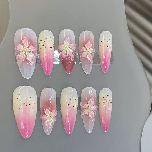 3D ice crystal press-on nails