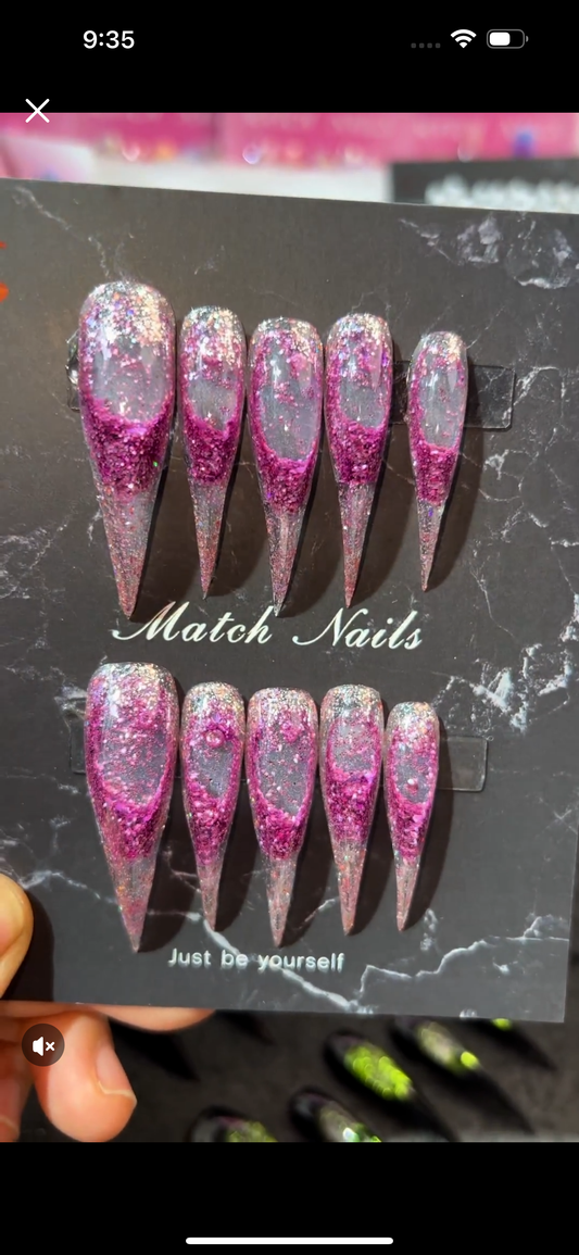 Liquid Glitter Dragon Claw Press-On Nails
