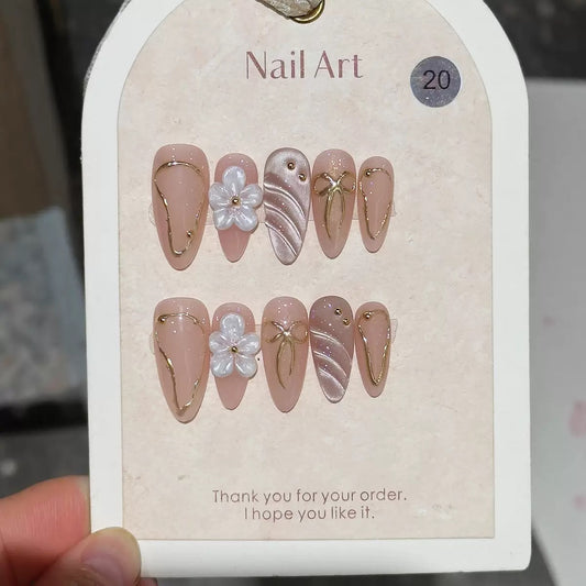 3D Embossed Floral Press-On Nails