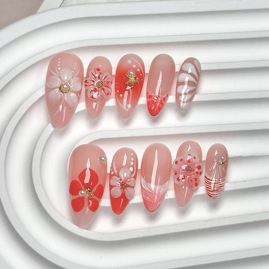 3D Flower Press On Nails