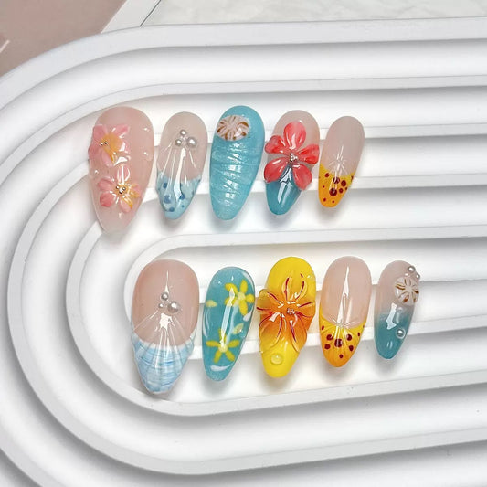 3D Flower Press On Nails